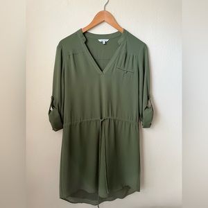 naked zebra brand forest green drawstring dress